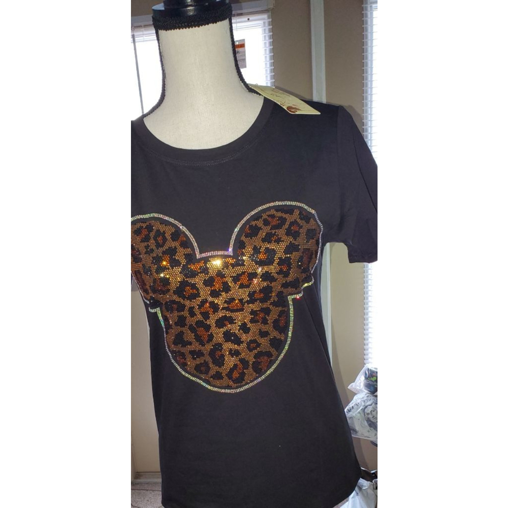 Sexy sparkly sequin Black Mickey Mouse T-Shirt L/XL